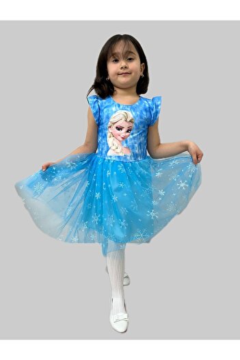 Esterella Çocuk Frozen Elsa Mavi Elbise