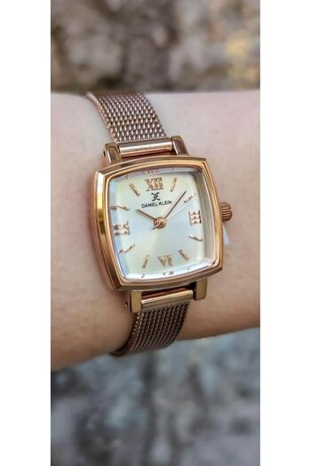 Daniel Klein Dke.1.10844 Straw Cord Roman Numeral Square Dial Women Wrist Watch