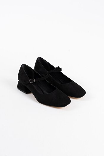 EMOYRA Edna Women's Black Suede Heeled Shoes
