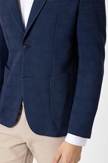 SÜVARİ Lacivert Slim Fit Mono Yaka 6 Drop Ceket