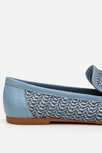 Yaya by Hotiç Kadın Mavi Hasır Detaylı Tokalı Loafer