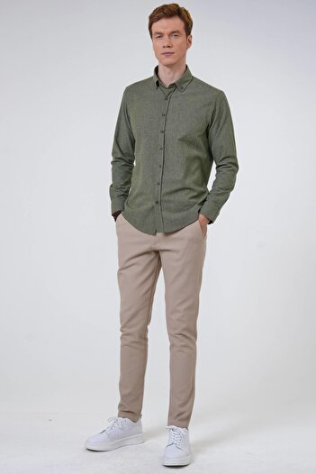 SÜVARİ Slimfit Plain Shirt - Square and Cuff Detail