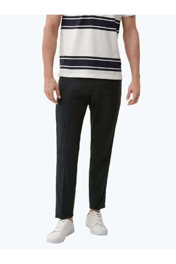 s.Oliver Men's slim fit linen and polyester blend suit trousers, Black