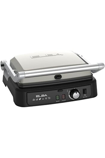 ELBA - 180° Contact Grill Waffle Maker - Removable Plates - Knob Control - Indicator - Italian Technology