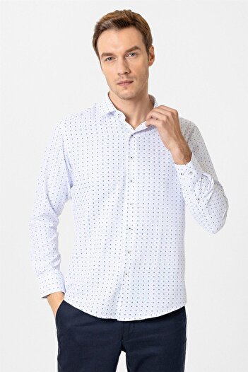 SÜVARİ Angular Cuff Slim Printed Shirt