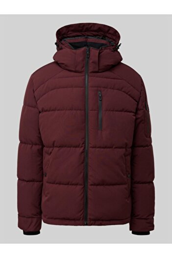 s.Oliver Men's quilted jacket with hood, Regular fit, s.Oliverr, Burgundy