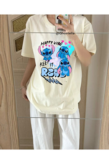 Minga London Μπλουζάκι Unisex Oversize με μπεζ στάμπα Love - Ghostella