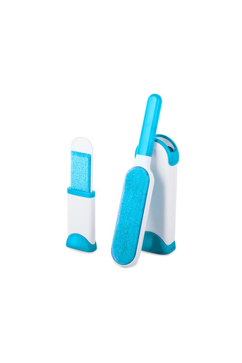 zola Set of 2 animal hair brushes for clothes, 2 sides, cleaning station, reusable, different sizes, blue
