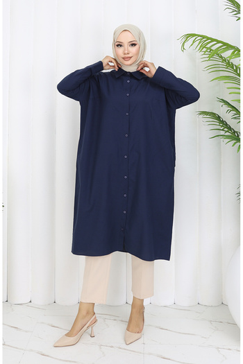sefamerve Raglan Sleeve Tunic 4066-07 Navy Blue
