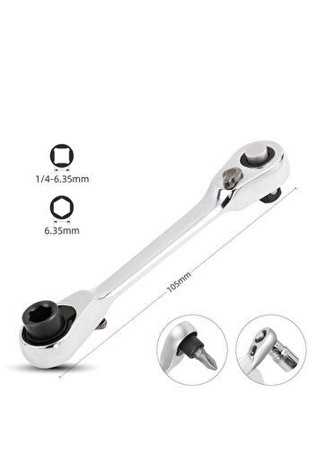 Choice1 Double-end 1Pcs Mini Double Headed Ratchet Wrench 1/4 Inch Drive Socket Screwdriver Bit Driver Quick