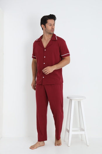 ELİTOL Men's Short Sleeve Button Pajama Suit