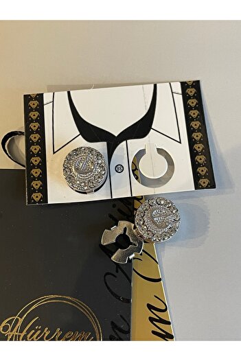 Hürrem Aldinç Stoned Vav Embroidered Shirt Button Cover Apparatus