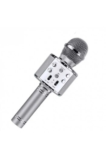 MACVI Macvi® Bluetooth Karaoke Microphone with Built-in Speaker, Silver