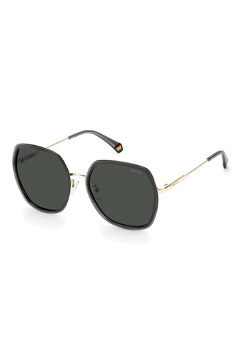 Polaroid Polaroid, Ochelari de soare hexagonali polarizați, Damă, PLD-6153-S-KB7, Negru/Auriu, 58-19-145 Standard