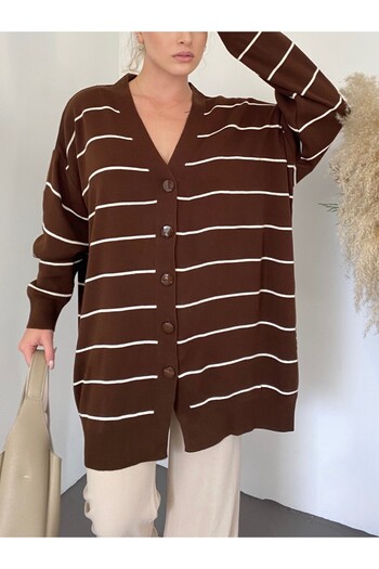 HİJABAYA Buttoned Long Knitted Cardigan