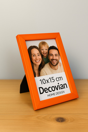 DecovianHomeDesign Natural Wood Modern Footed 10X15 Photo Frame |   Orange Colored Desktop Frame |   Unpainted