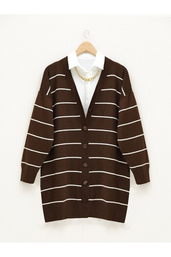HİJABAYA Buttoned Long Knitted Cardigan
