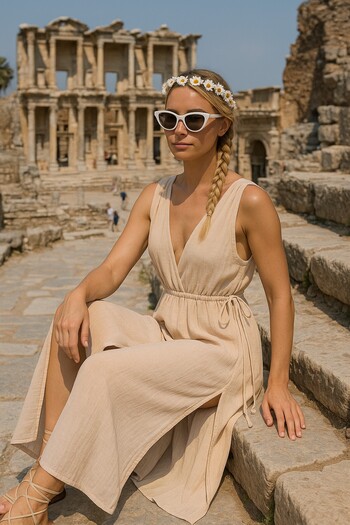 Bedinn Φόρεμα μουσελίνας σε στυλ Ephesus Helen - Καλοκαιρινό φόρεμα παραλίας