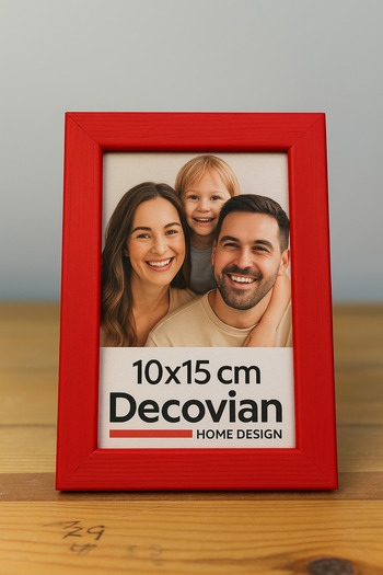 DecovianHomeDesign Natural Wood Modern Footed 10X15 Photo Frame |   Red Colored Desktop Frame |   Unpainted
