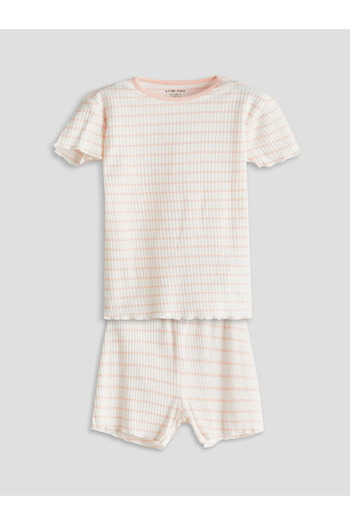 LC Waikiki Lcw Baby Ecru Striped Baby Girl Shorts Pajama Set