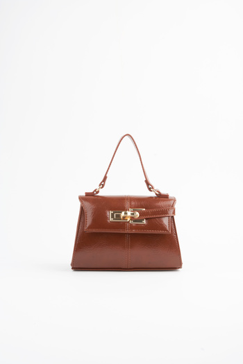 Vivaq Women's Narcissus Tan Design Lock Snap Closure Faux Leather Lined Handbag and Shoulder Bag