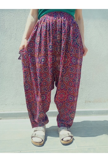hoaryage Viscose Print Fabric Floral Print Baggy with Pockets 100% Cotton