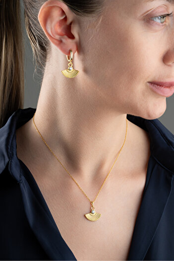 Silvano Jewelry 925 Ayar Gümüş Yelpaze Model Takı Seti
