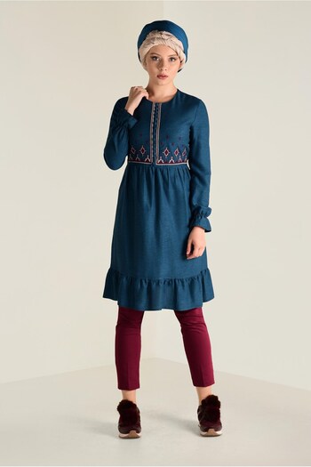 Alvina Buttoned Embroidered Tunic - 4665