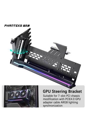 Choice1 Black PHANTEKS GPUKT 4.0 ARGB rotatable video cards bracket kit with PCIe 4.0 graphics card adapter
