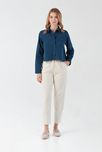 Fulla Moda Linen Trousers with Zipper Pockets