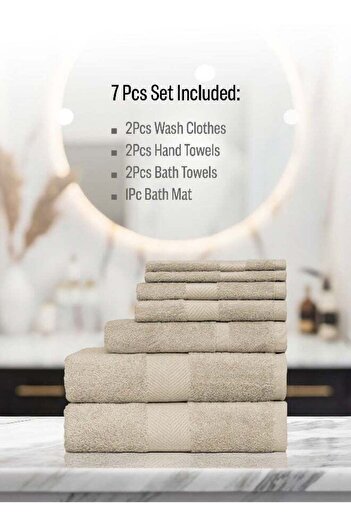 Generic Cotton Berg 7 Piece Towel Set 550 GSM Quick Dry Highly Absorbent Thick Soft Hotel Quality