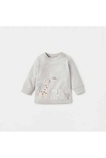 Juniors Animal Applique Long Sleeves T-shirt and Elasticated Pyjama Set