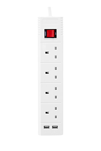 Lawazim 4-Way Heavy-Duty Extension Cord - 2990W with 3M Cable, 2 USB Ports, and On/Off Switches