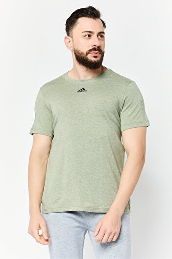 adidas Men Sportswear Fit Short Sleeve Training T-Shirt, Olive Heather