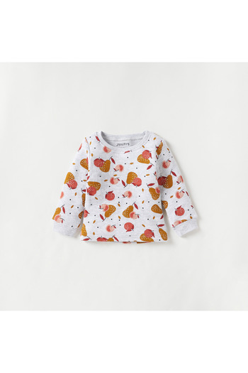 Juniors All-Over Fruit Print Long Sleeves T-shirt and Pyjama Set