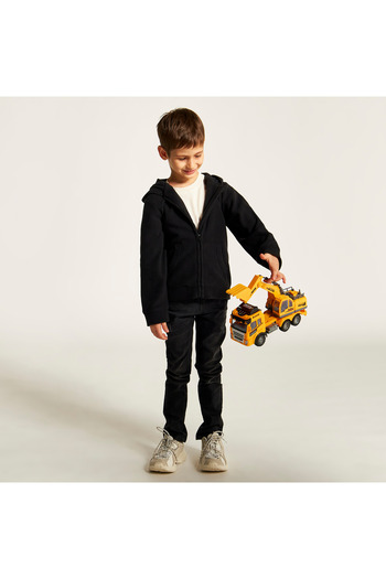 Juniors Solid Zippered Jacket with Long Sleeves and Hood