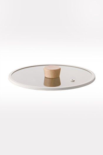 NEOFLAM Fika 24cm Flat Silicone Framed Glass Cover Beige