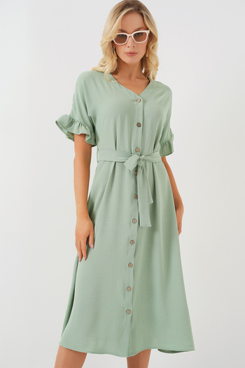 Bigdart Women's Short Sleeve Button Dress 2555 - Mint