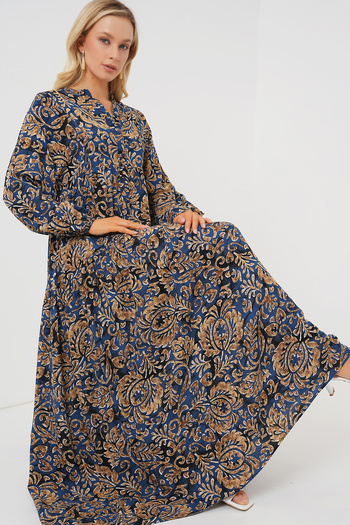 Bigdart 2423 Φόρεμα Hijab με αυθεντικό σχέδιο - Navy Blue 11