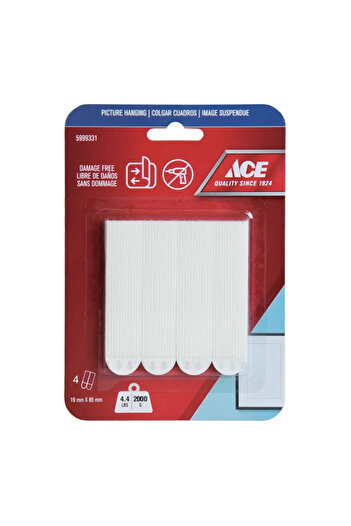 ACE Adhesive Picture Hanging Strips (4 Pairs, 1.9 x 8.5 cm, White)
