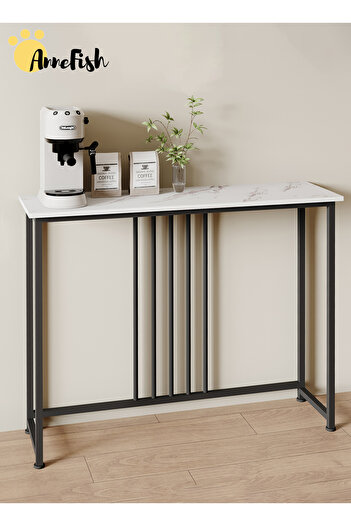 AnneFish 100*30*80cm Console Table Faux Marble Entryway Table Marble Entrance Table Kitchen Display Table