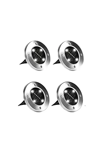 MACVI Set 4 lampi solare Macvi® LED impermeabile din inox argintiu, 16 LED-uri, IP65, 600 mAh