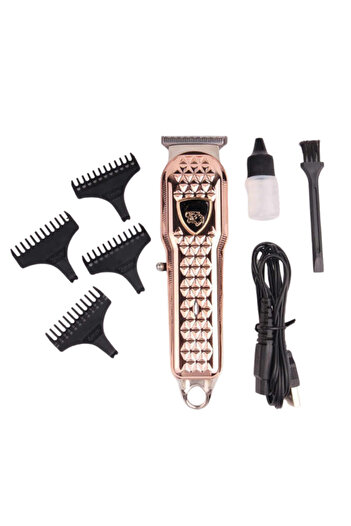 MACVI Macvi® hair clipper, cordless, metal housing, 4 spacers, Gold, USB cable, stainless steel blades