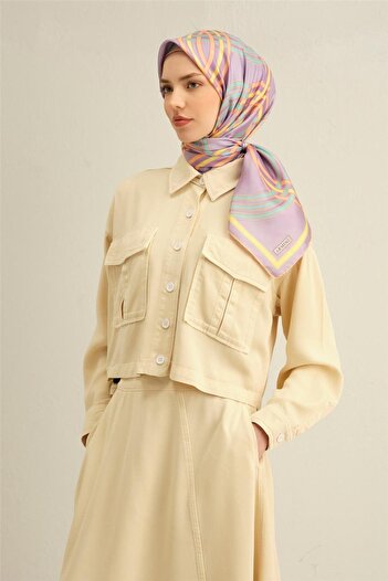 Armine Patterned Pure Silk Twill Scarf 9333- 51
