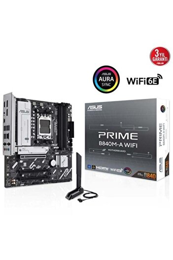 ASUS Prıme B840m-a Wıfı6e Ddr5 Hdmı-dp Usbc Pcıe 4.0 Am5 Matx