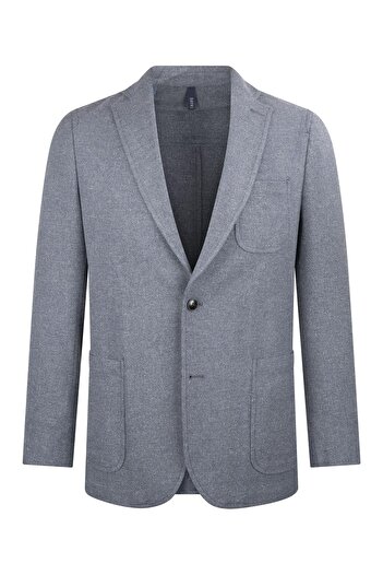 Hatemoğlu Gray Comfort Fit Mono Collar Classic Linen Jacket