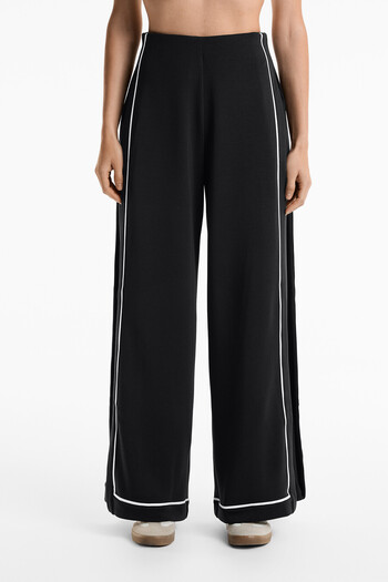 Oysho Contrast pleated trousers with soft-touch modal