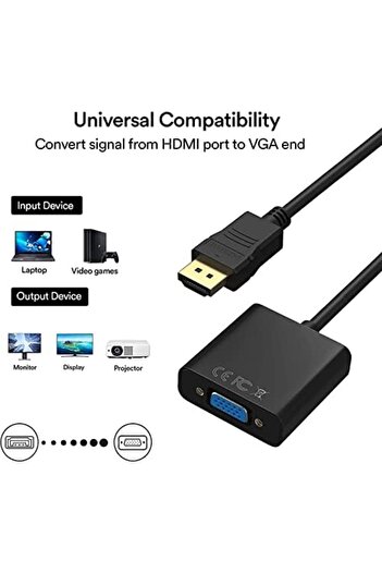Others HDMI to VGA Adapter, Gold-Plated (Male to Female), Compatible with Laptop, Monitor, Projector, Chrom