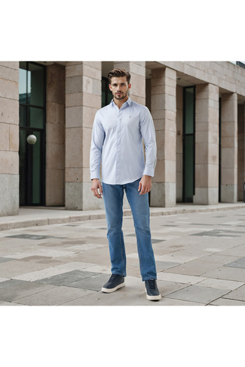 Emperor Regular Fit Logo Detail Shirt with Long Sleeves