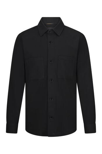 Hatemoğlu Black Comfort Fit Baby Collar Shacket Long Sleeve Shirt
